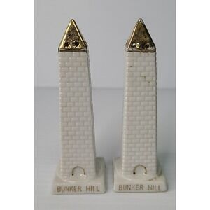 Vintage Bunker Hill Monument 4 1/4" Tall Salt & Pepper Shakers Retro
